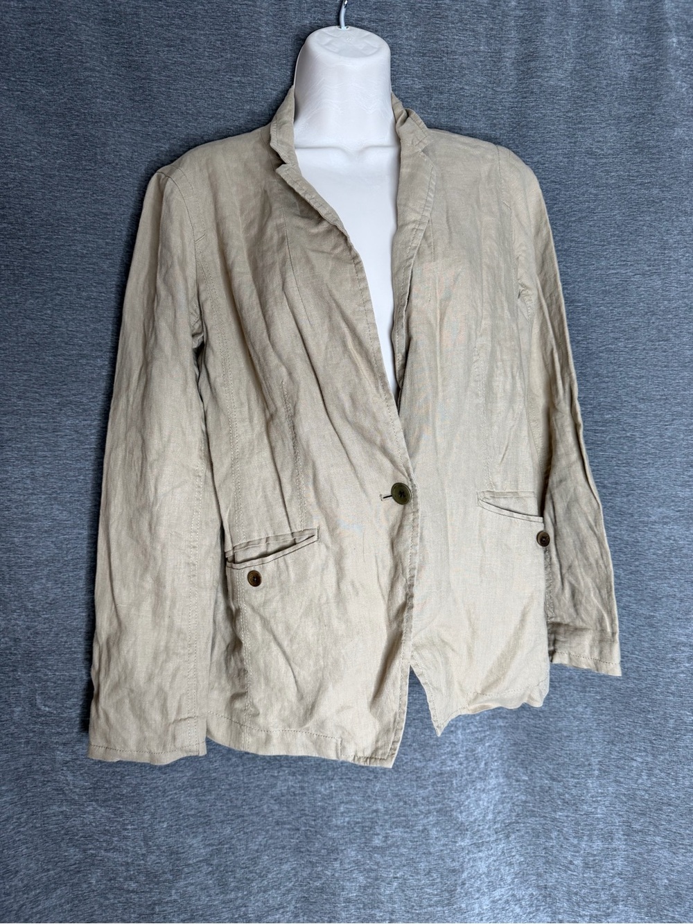 GAP Beige Linen Blend Single-Button Blazer